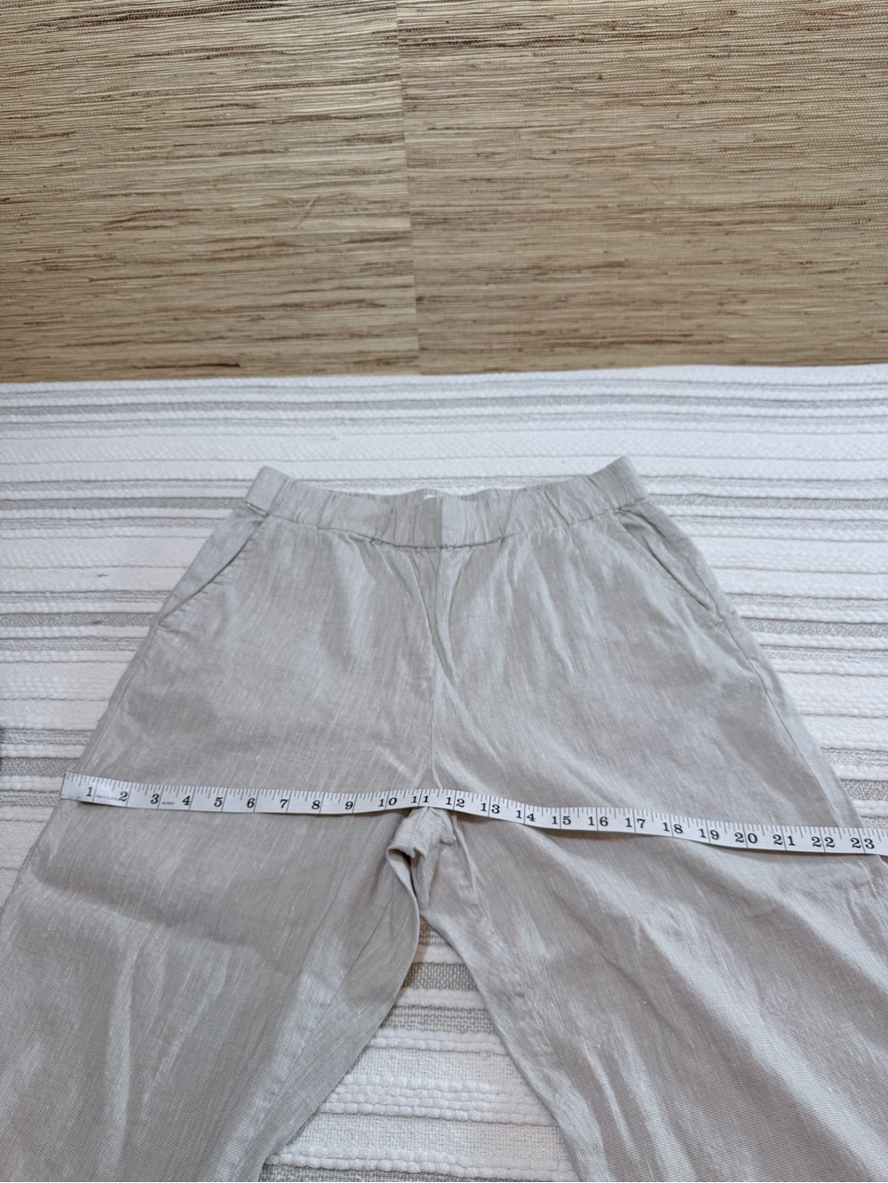 Lou & Grey Linen Blend Pull-On Cropped Pants Bundle Elastic Waist Blue Beige M - Picture 10 of 16